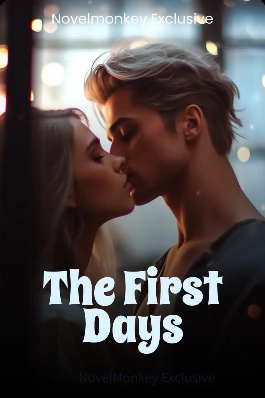 Book cover:The first days, the couple is kissing each other